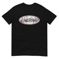 Black T-Shirt with Spring Colors